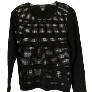Lord & Taylor 100% Cashmere Sweater - Rhinestones - Black - M